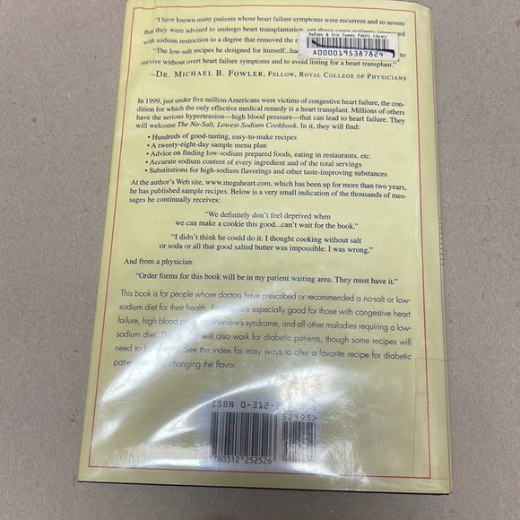 The No-Salt Lowest-Sodium Cookbook Donald a. Gazzaniga hardcover book - Picture 8 of 8